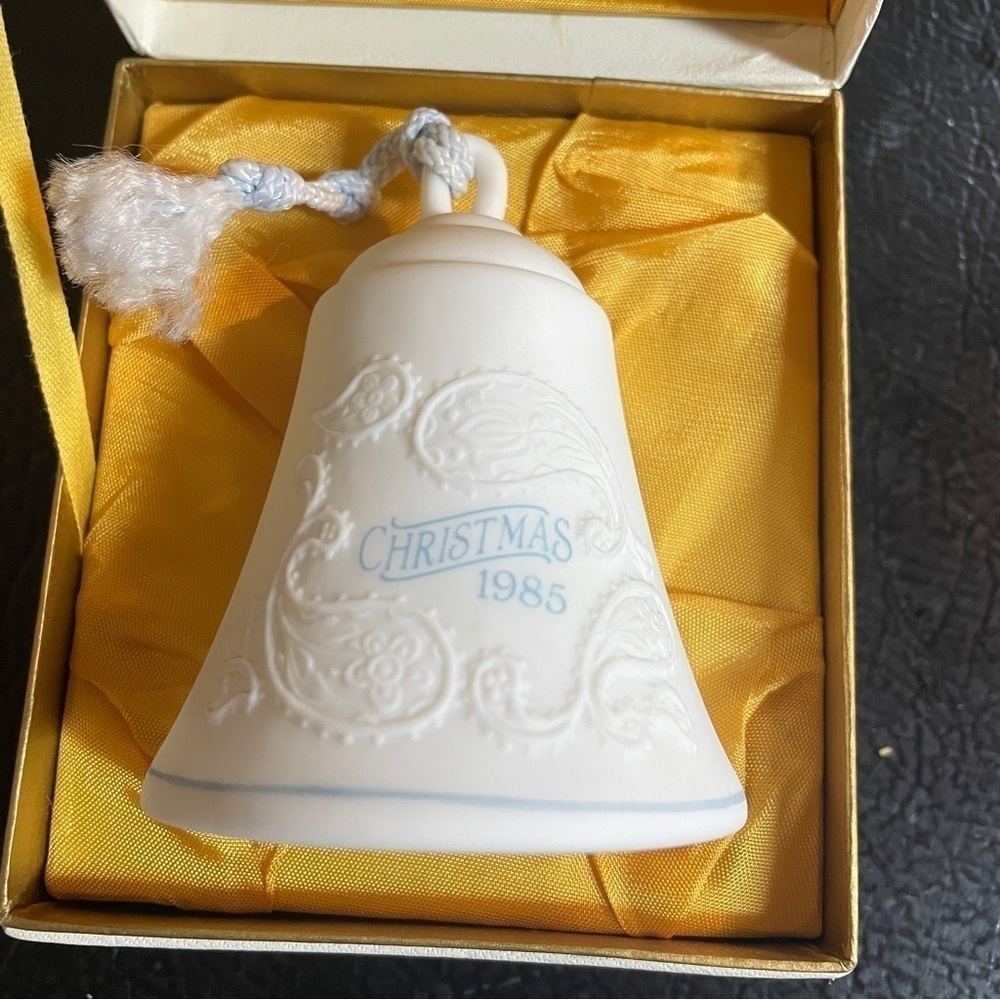 Vintage Christmas Ornament White Bell 1985 Mother and Dad Hallmark Holiday Decor